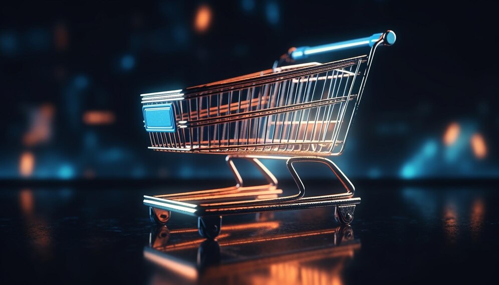 metallic-shopping-cart-empty-supermarket-aisle-generated-by-ai_188544-53810